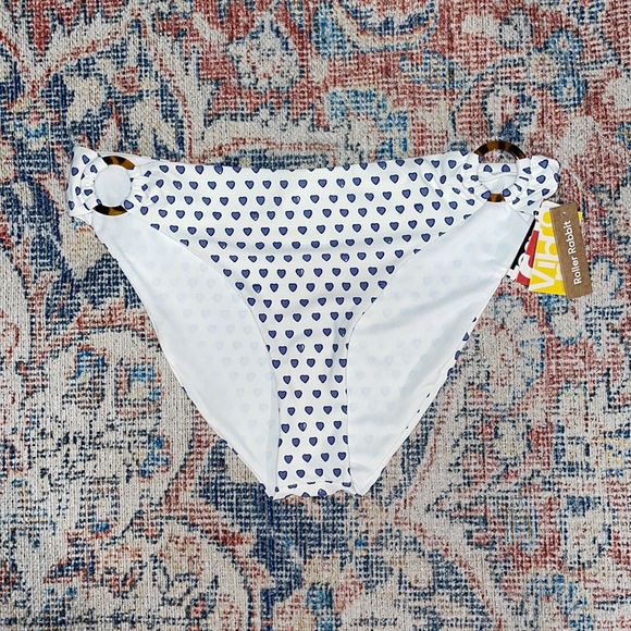 Roller Rabbit Other - Roller Rabbit Blue Heart Print Ring Side Bikini Bottoms SZ XL NWT